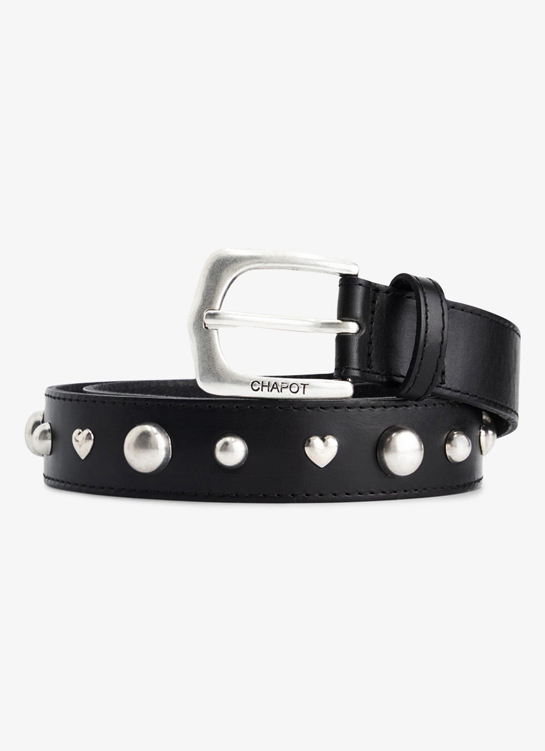 Fabienne Chapot Play Of Studs riem van leer - voorkant zwart