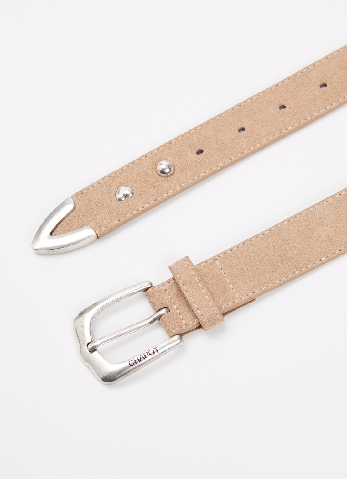 Fabienne Chapot Play Of Studs riem van suède met studs - detail 2 lichtbruin