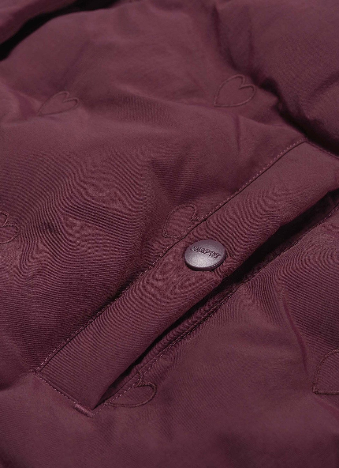 Fabienne Chapot Pomme longline pufferjas met steekzakken - detail 3 bordeauxrood