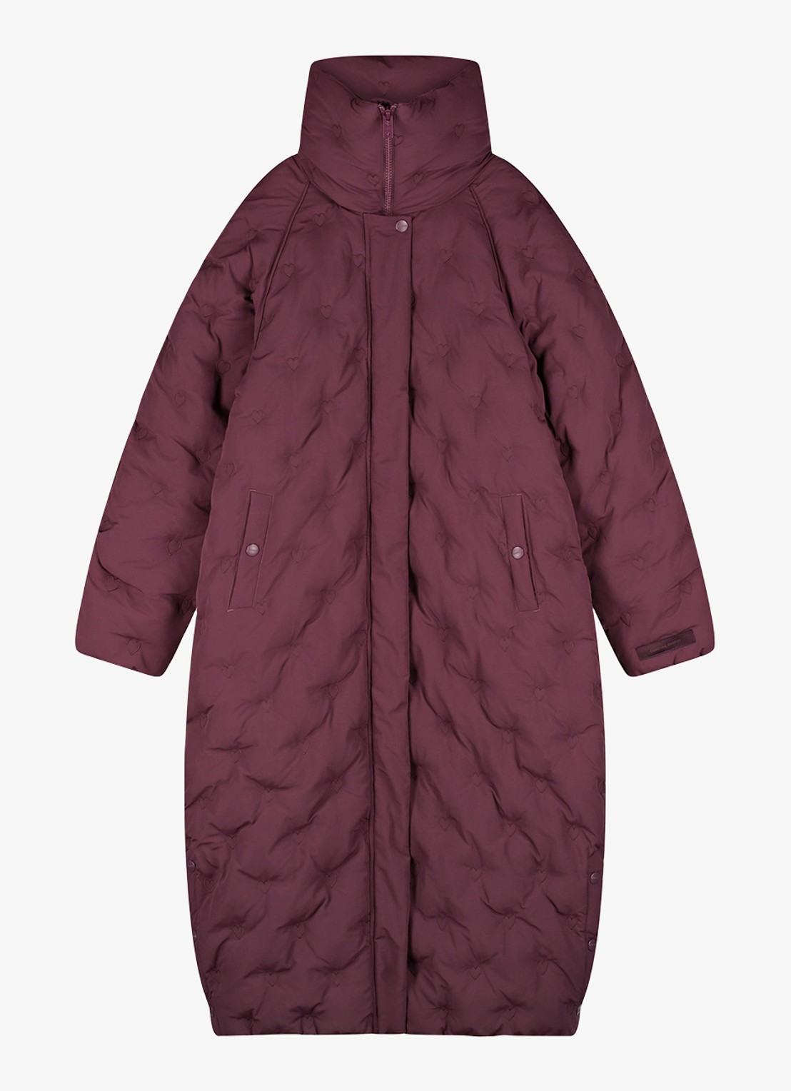 Fabienne Chapot Pomme longline pufferjas met steekzakken - voorkant 2 bordeauxrood