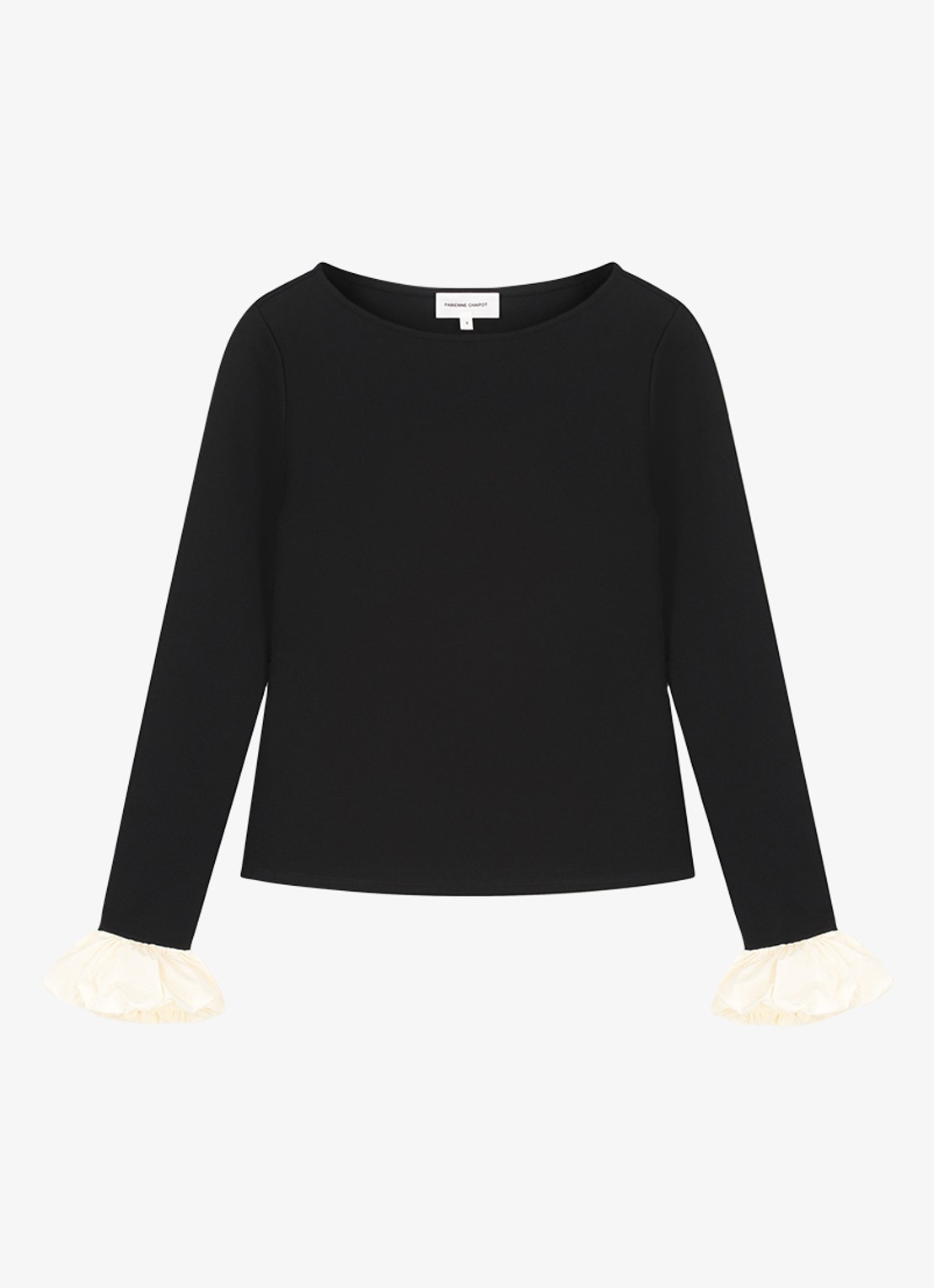 Fabienne Chapot Pop top met boothals  - voorkant 4 zwart
