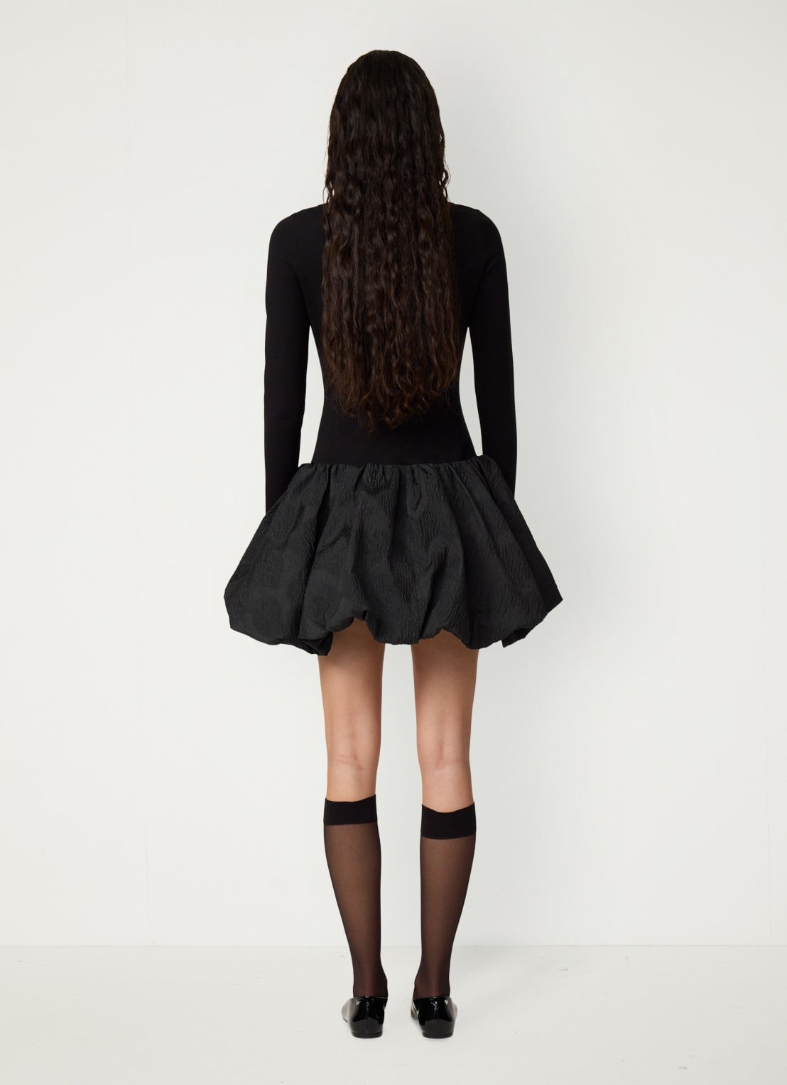 Fabienne Chapot Popina mini jurk met jacquard dessin - achterkant 5 zwart
