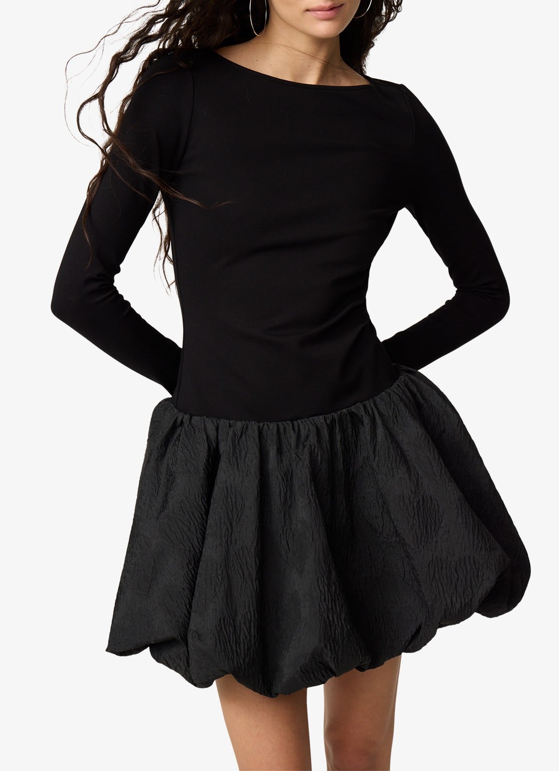 Fabienne Chapot Popina mini jurk met jacquard dessin - detail zwart