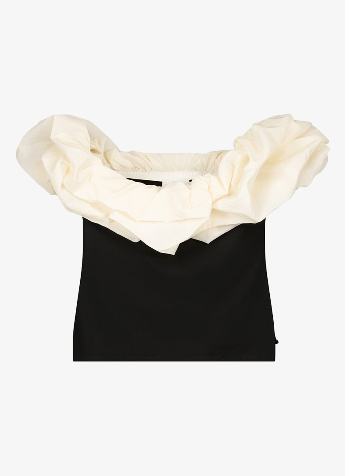 Fabienne Chapot Poppie off-shoulder top met ruches - voorkant 3 zwart