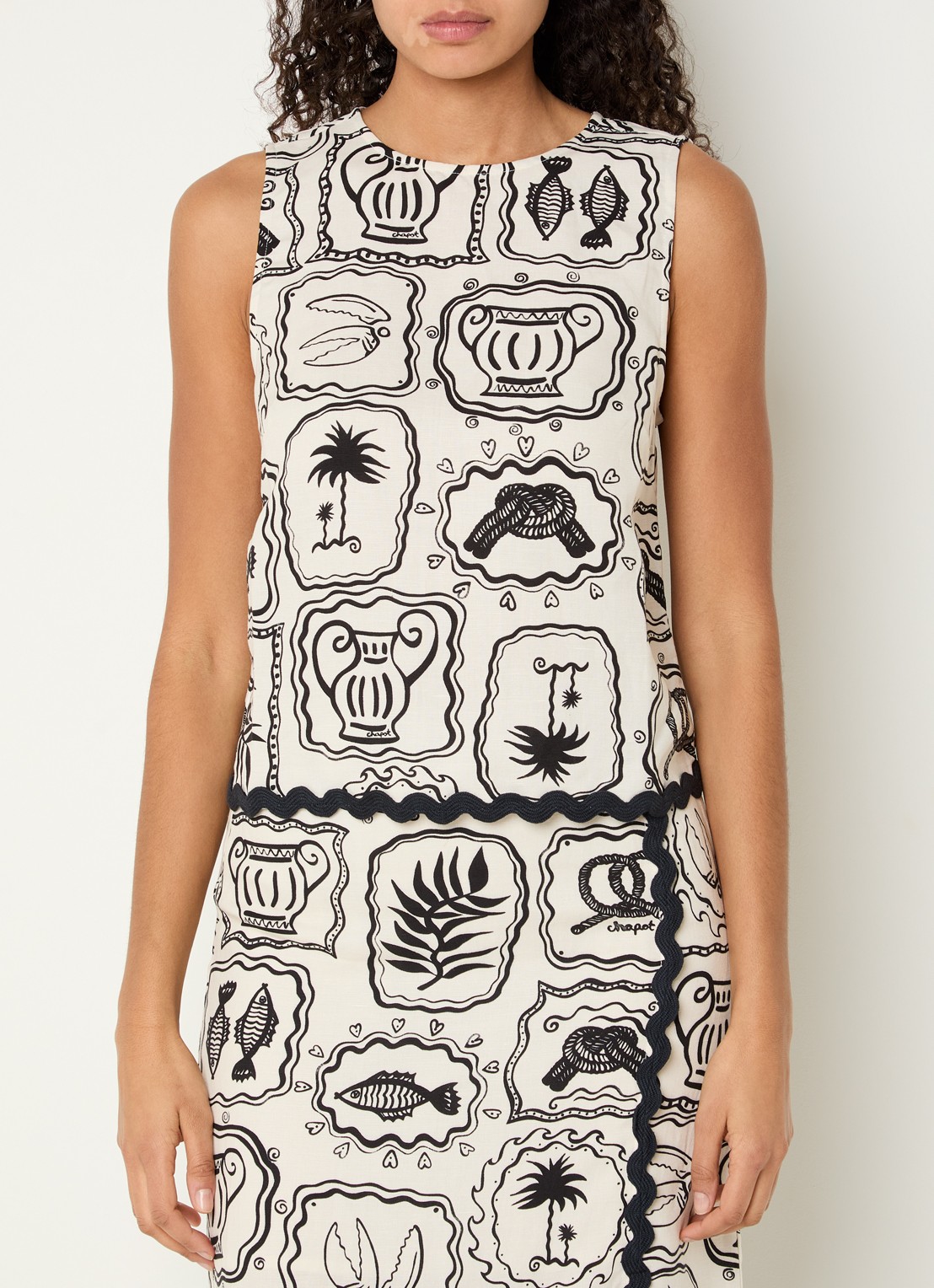 Fabienne Chapot Porto top met print - detail 3 zwart