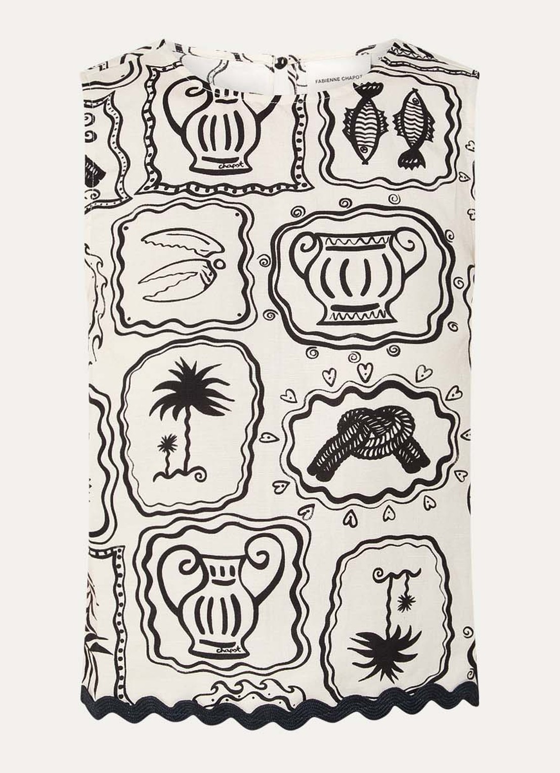 Fabienne Chapot Porto top met print - voorkant zwart