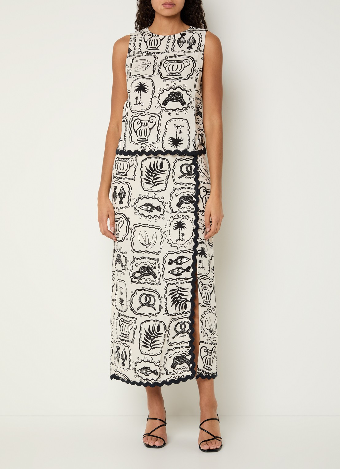 Fabienne Chapot Porto top met print - voorkant 2 zwart