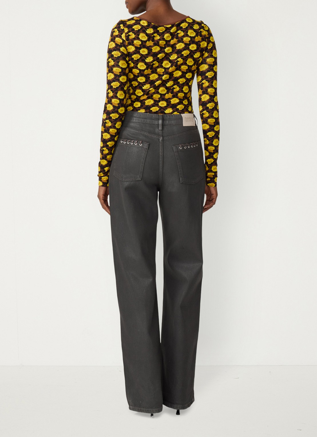Fabienne Chapot Roe top met bloemenprint - achterkant 5 geel