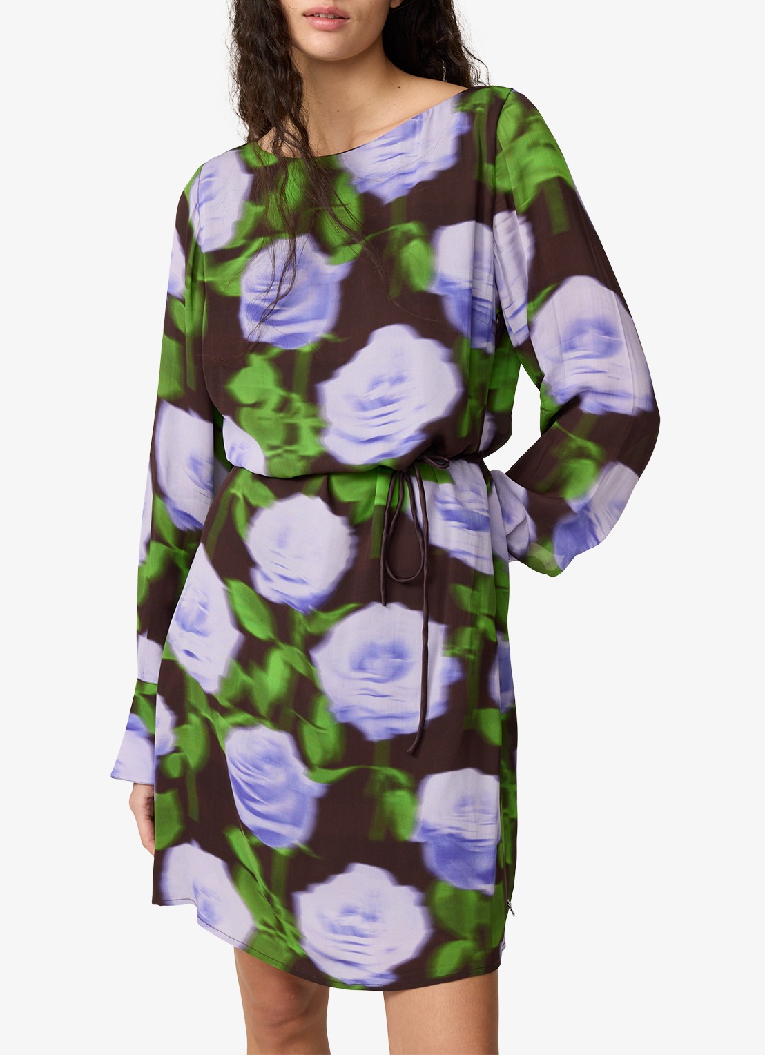 Fabienne Chapot Rosa midi tuniekjurk met bloemprint - detail paars