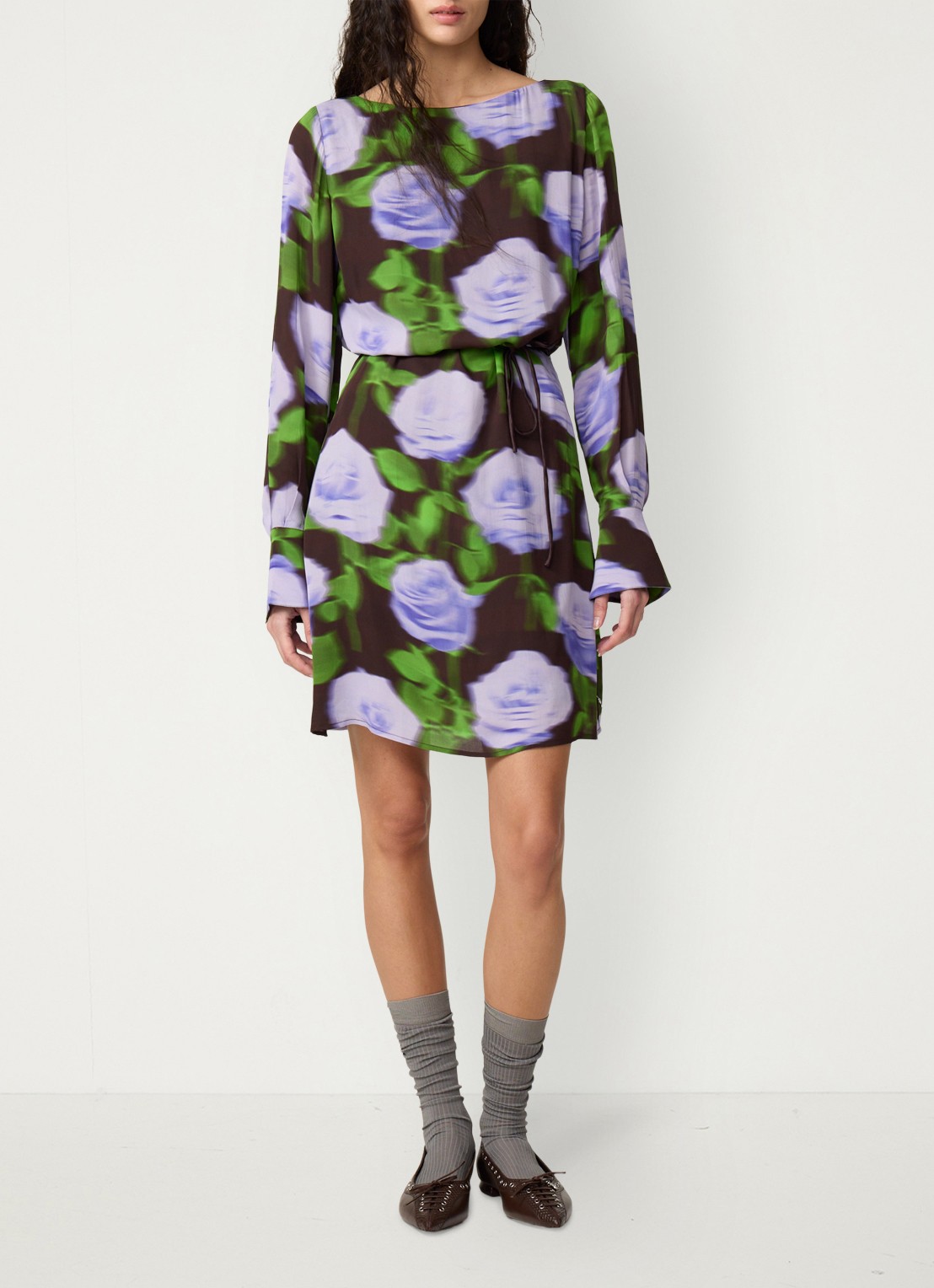 Fabienne Chapot Rosa midi tuniekjurk met bloemprint - voorkant 5 paars