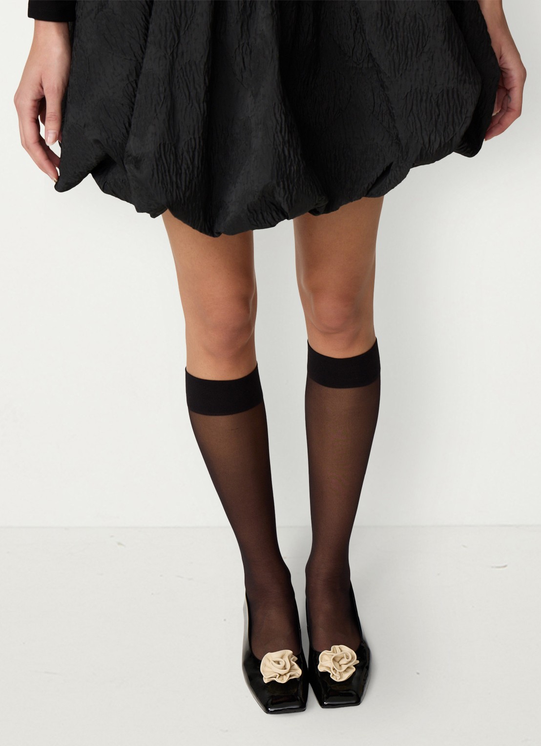 Fabienne Chapot Rose ballerina van leer - voorkant 3 zwart
