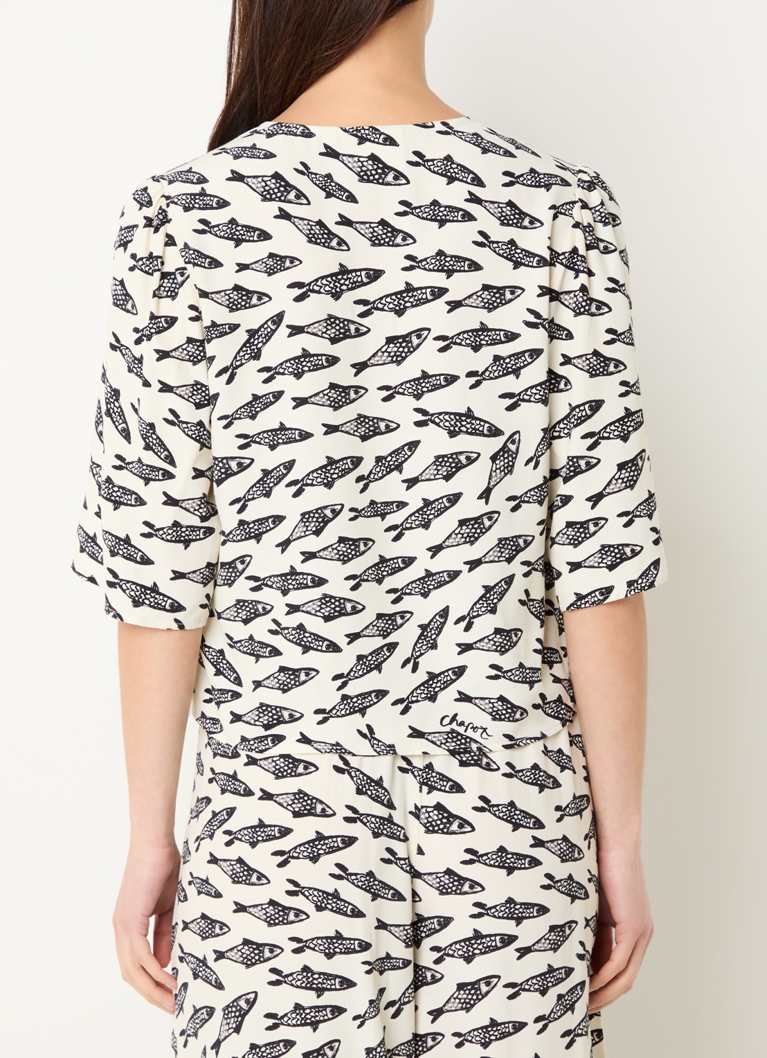 Fabienne Chapot Starlet blouse met print - achterkant 2 gebroken wit