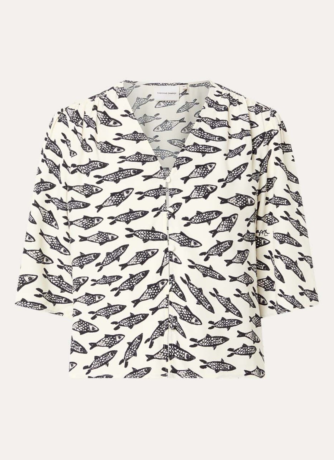 Fabienne Chapot Starlet blouse met print - voorkant 3 gebroken wit