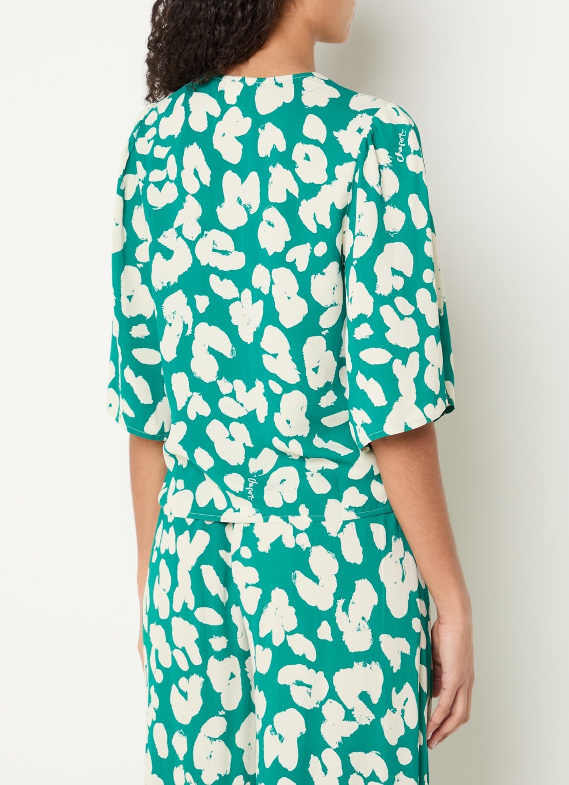 Fabienne Chapot Starlet blouse met print - achterkant 2 groen