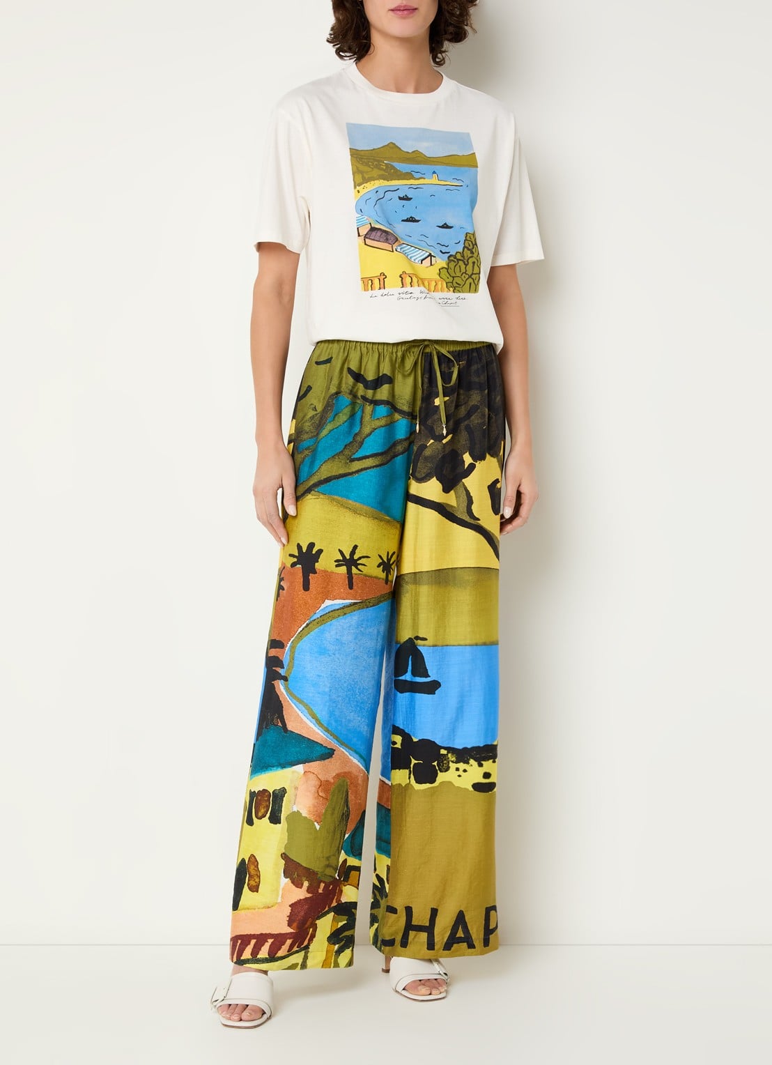Fabienne Chapot Steve T-shirt met print - voorkant 2 gebroken wit