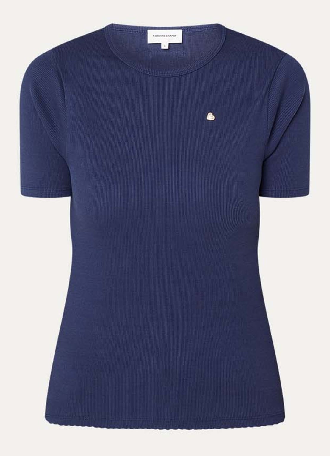 Fabienne Chapot Tanja T-shirt met ribstructuur - voorkant donkerblauw