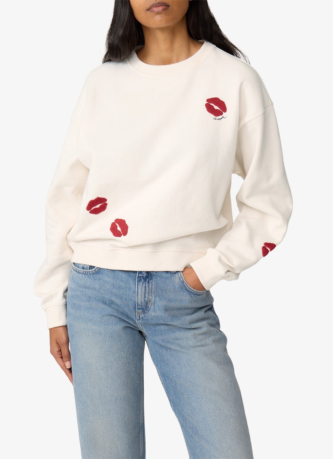 Fabienne Chapot Terry Kiss sweater met borduring - detail gebroken wit
