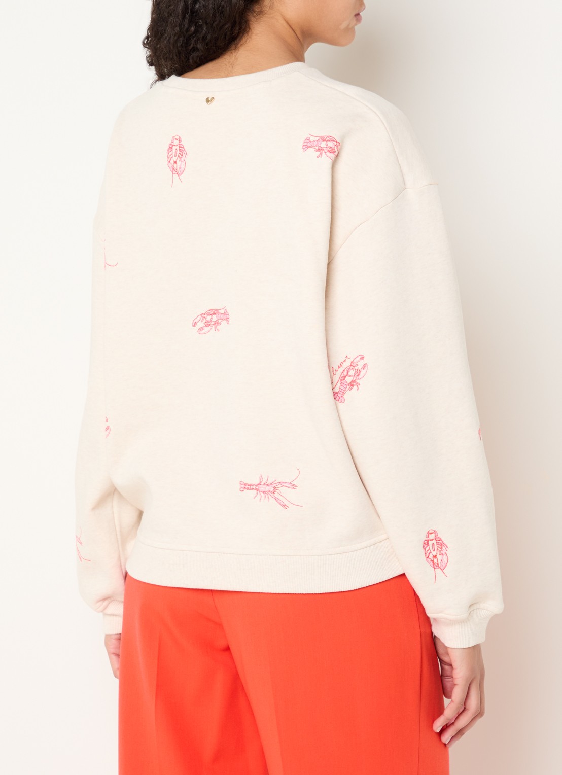 Fabienne Chapot Terry sweater met borduring - achterkant beige