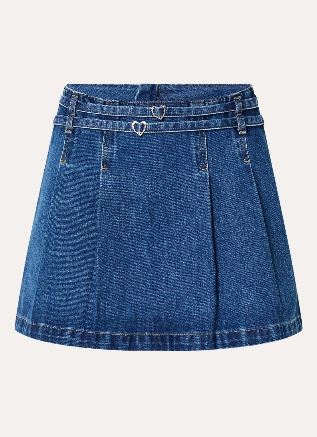 Fabienne Chapot Tessie mini spijkerrok met plooien - voorkant 3 indigo