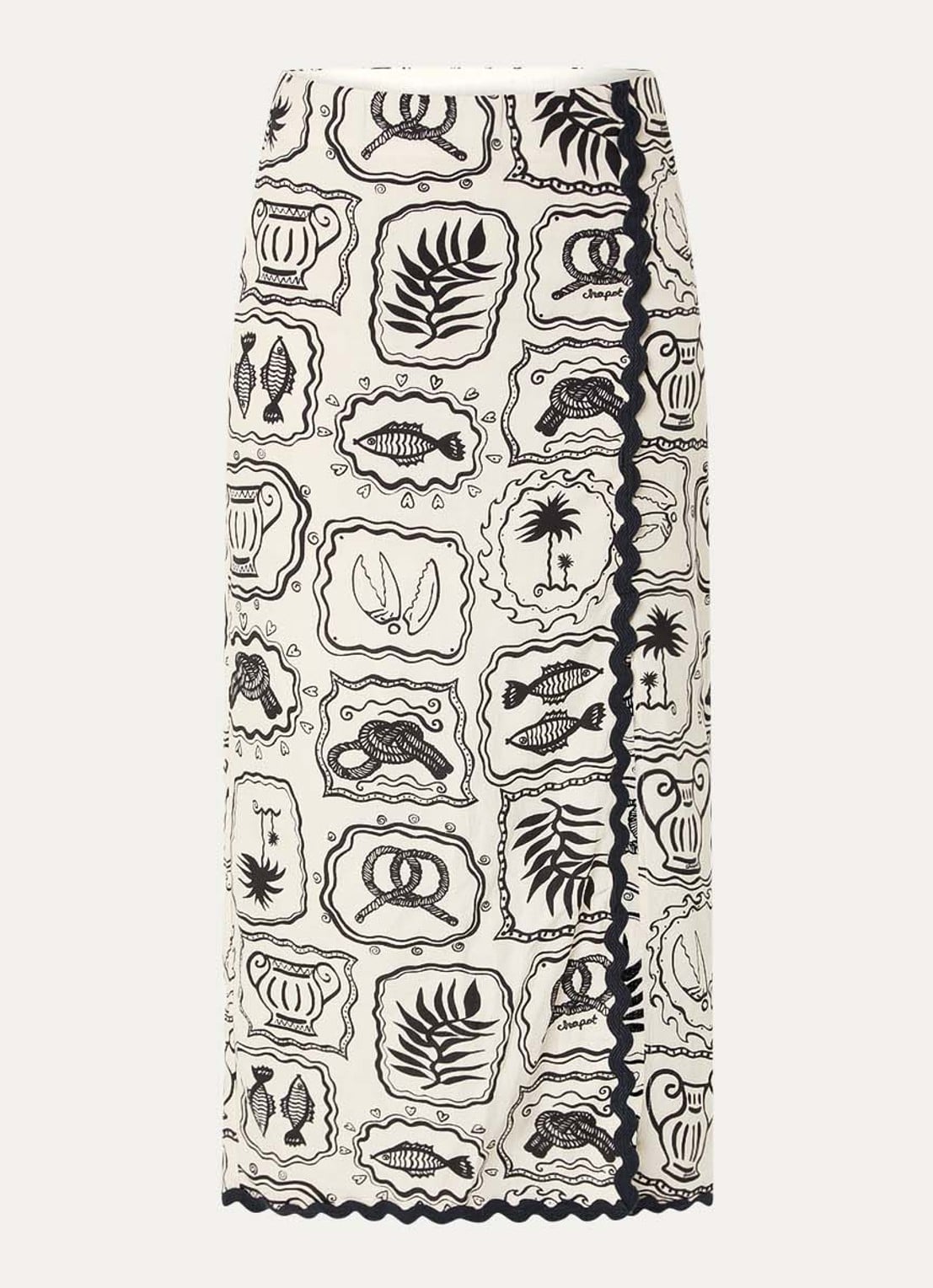 Fabienne Chapot Tila midi rok met print - voorkant zwart