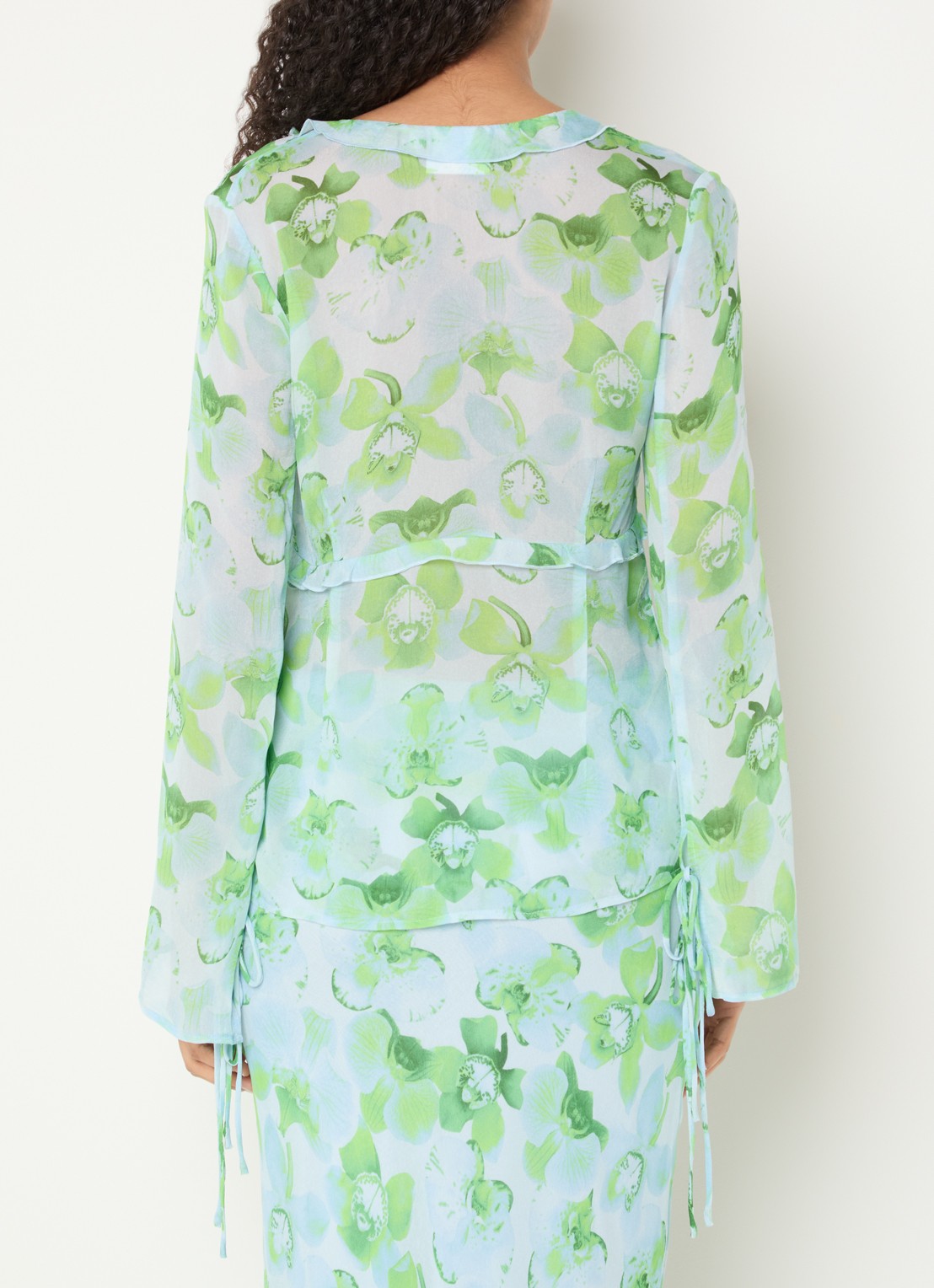 Fabienne Chapot Tinie semi-transparante blouse met print - achterkant groen