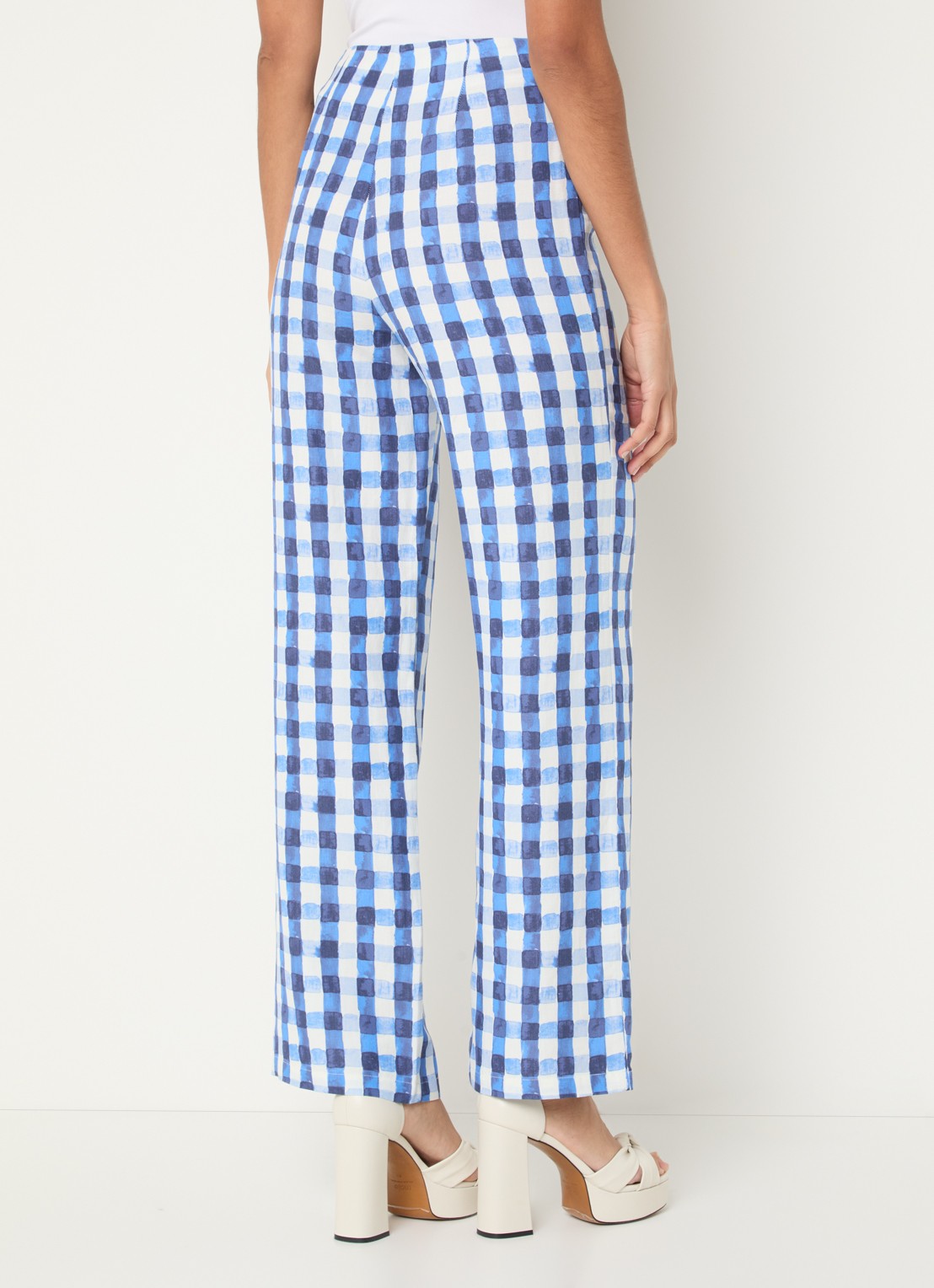 Fabienne Chapot Tropez high waist loose fit broek in linnenblend - achterkant blauw
