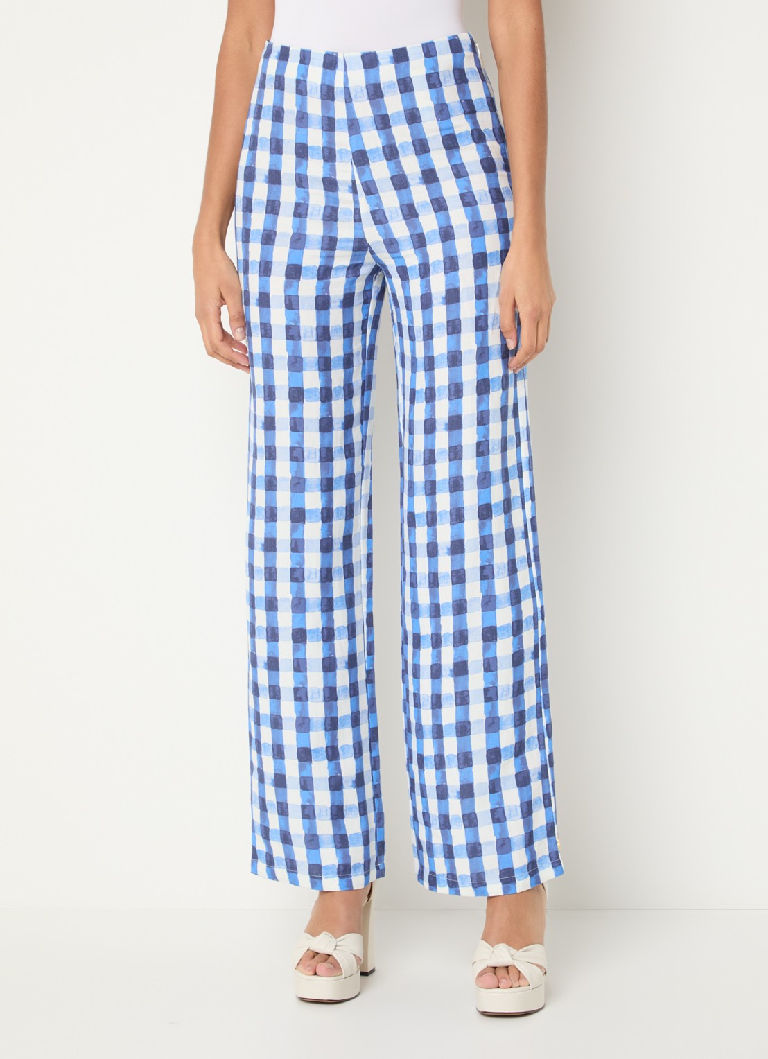 Fabienne Chapot Tropez high waist loose fit broek in linnenblend - detail 2 blauw