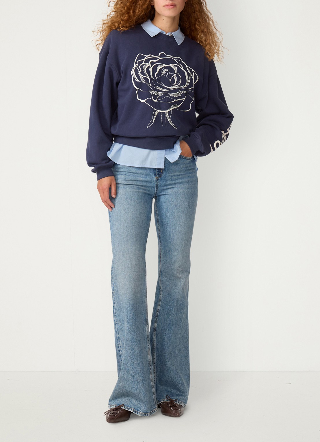 Fabienne Chapot Vic high waist bootcut jeans met steekzakken - voorkant 5 indigo