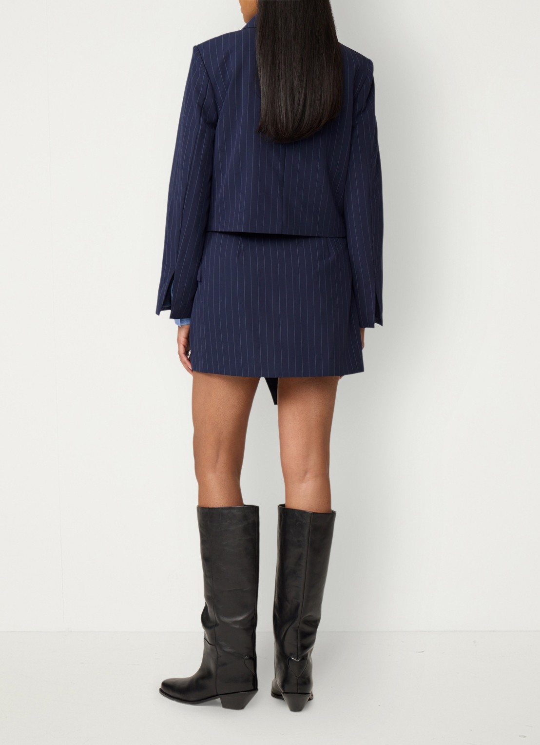 Fabienne Chapot Vito blazer met krijtstreep - achterkant donkerblauw