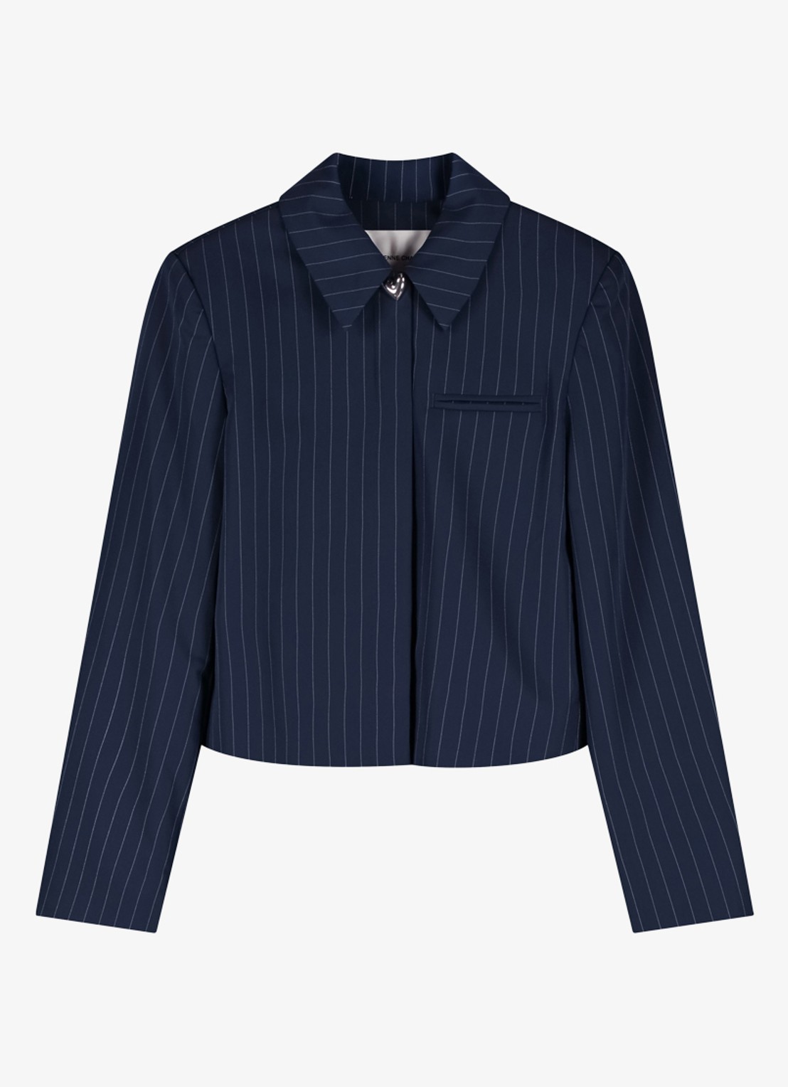 Fabienne Chapot Vito blazer met krijtstreep - voorkant 7 donkerblauw