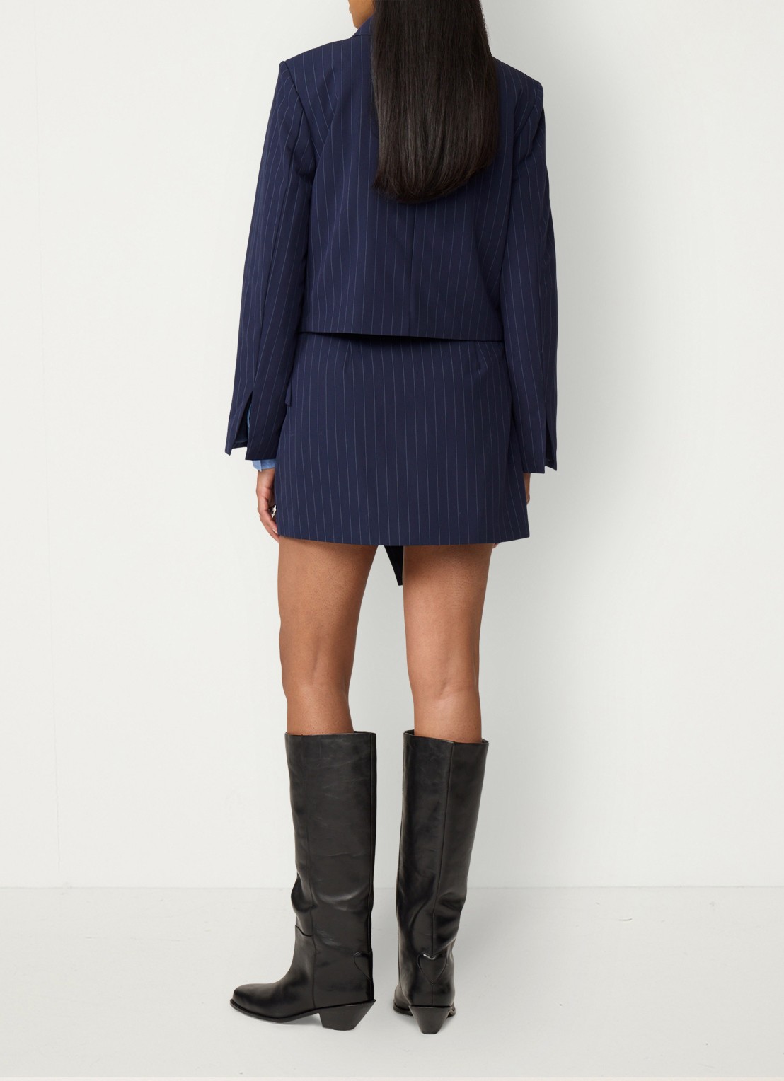 Fabienne Chapot Vito blazer met krijtstreep - achterkant 2 donkerblauw