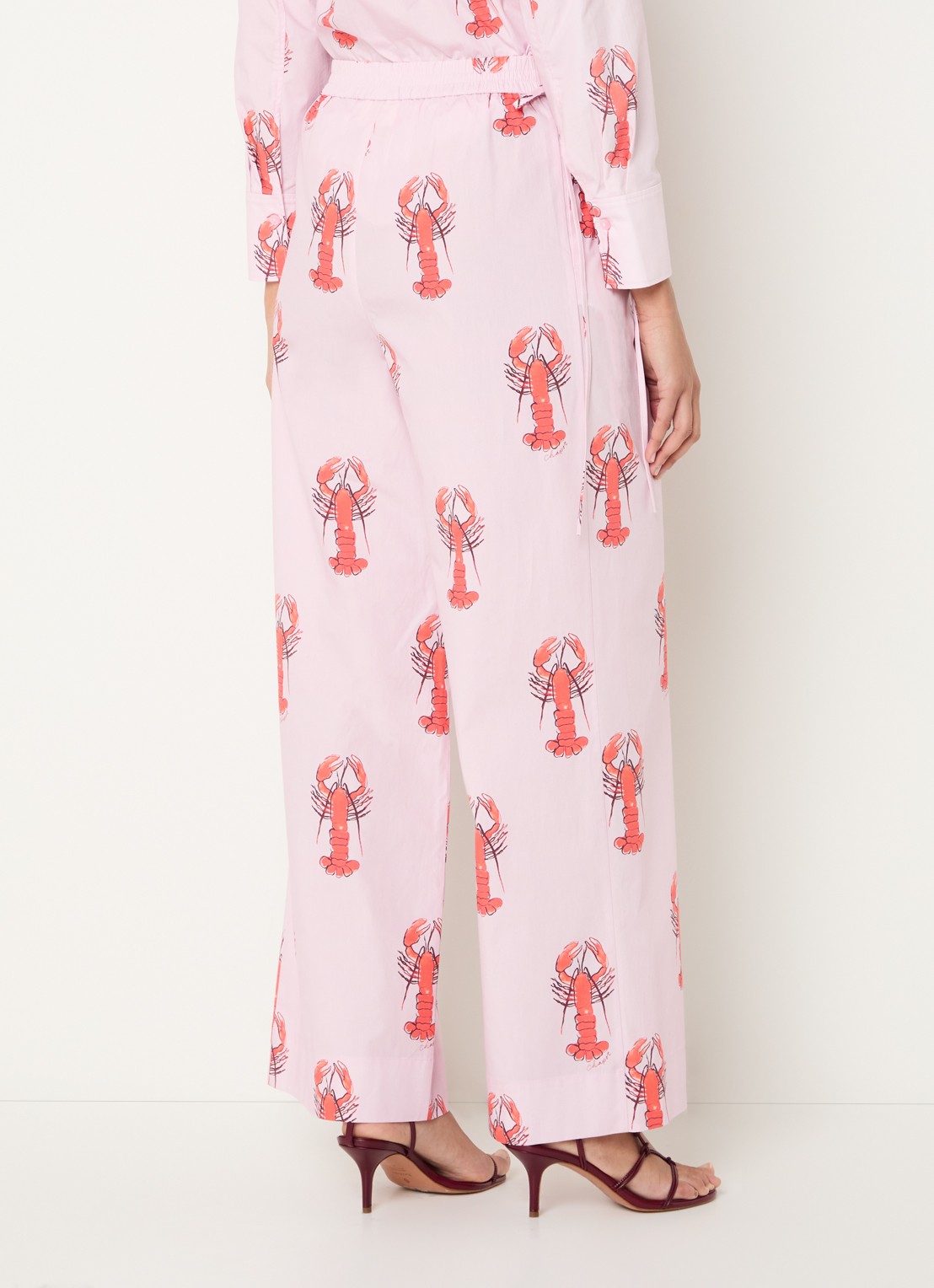 Fabienne Chapot Vivien high waist wide fit pantalon met print - achterkant roze