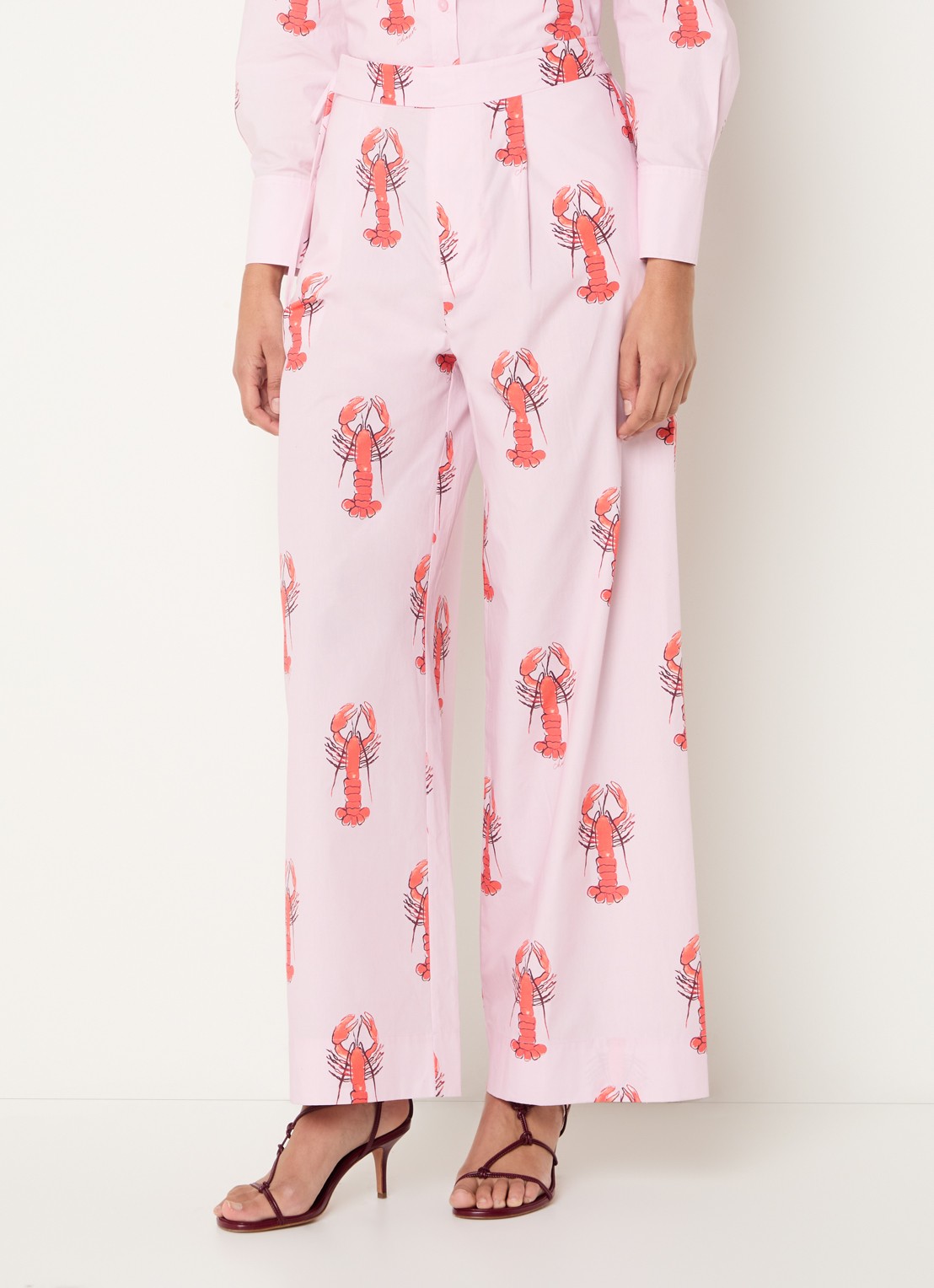 Fabienne Chapot Vivien high waist wide fit pantalon met print - detail 4 roze