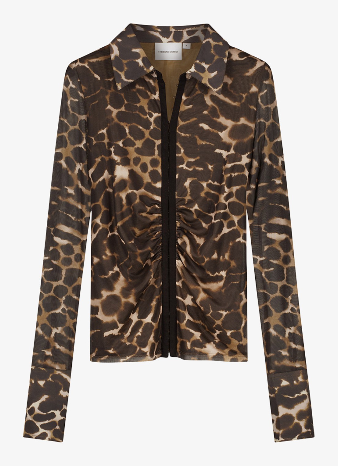 Fabienne Chapot Yanna semi transparante blouse met dierenprint - voorkant 2 bruin