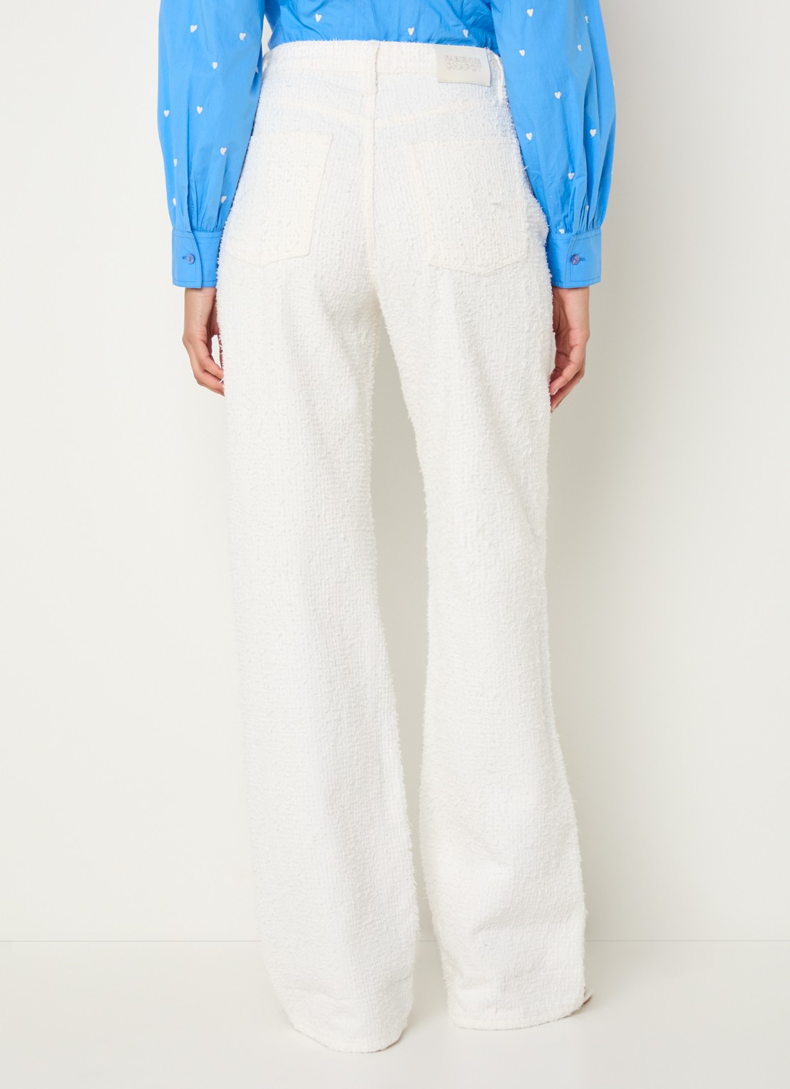 Fabienne Chapot Zoe high waist loose fit pantalon met  structuur - achterkant creme