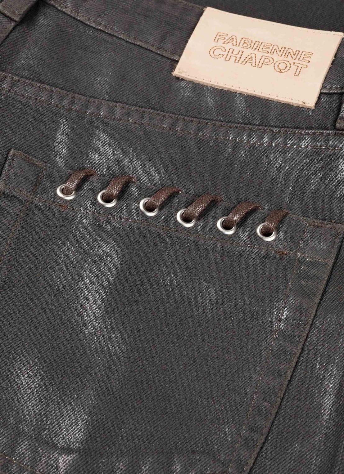 Fabienne Chapot Zoe high waist wide fit boyfriend jeans van katoen - detail 5 donkerbruin
