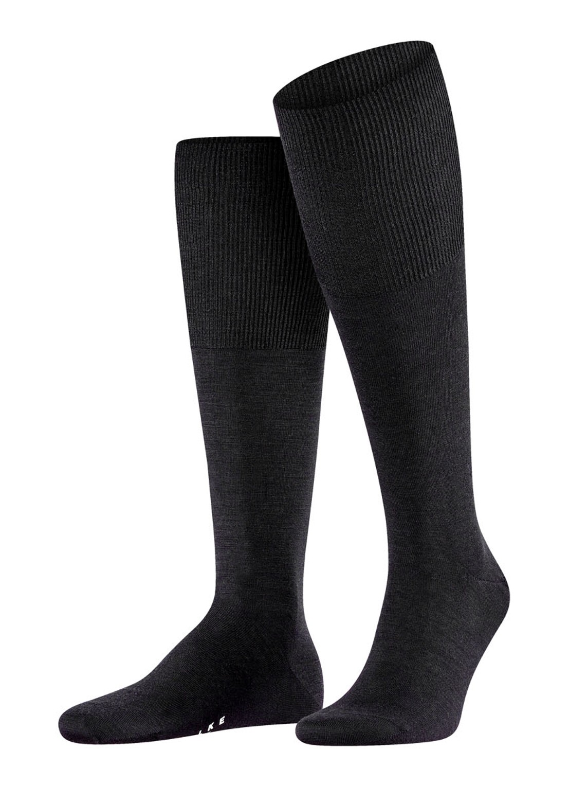 Falke Airport kniekousen in scheerwolblend - voorkant 6 zwart