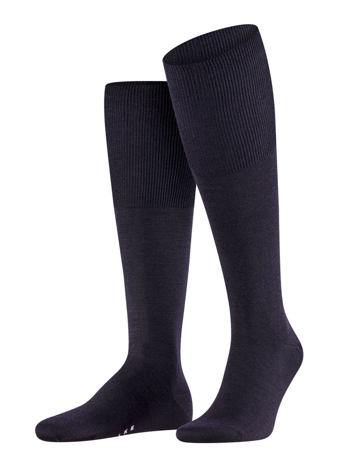 Falke Airport kniekousen in scheerwolblend - voorkant 2 donkerblauw