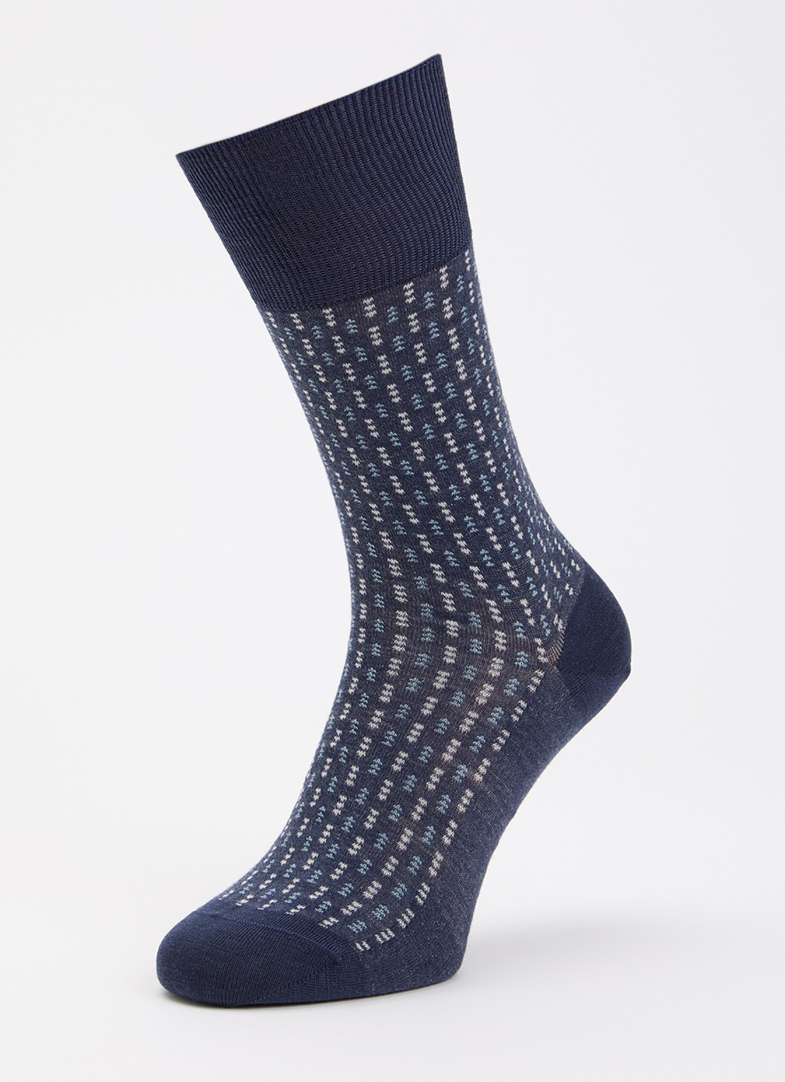 Falke Airport sokken in scheerwolblend - detail blauw