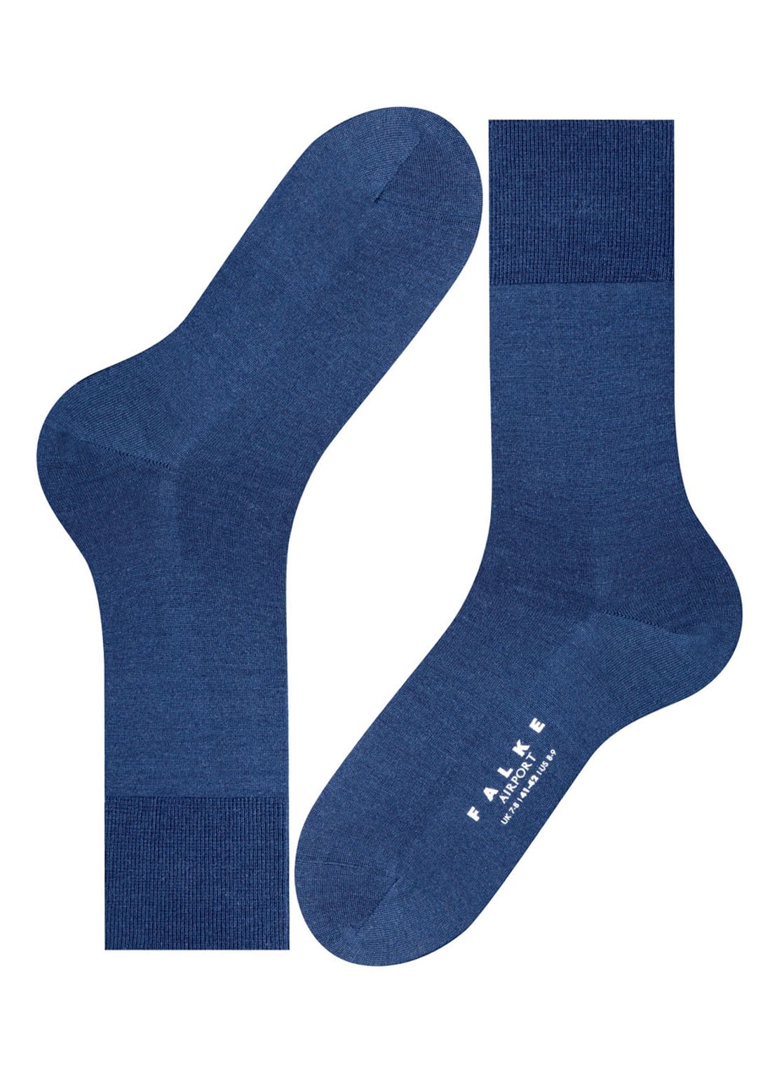 Falke Airport sokken in scheerwolblend - detail 4 middenblauw