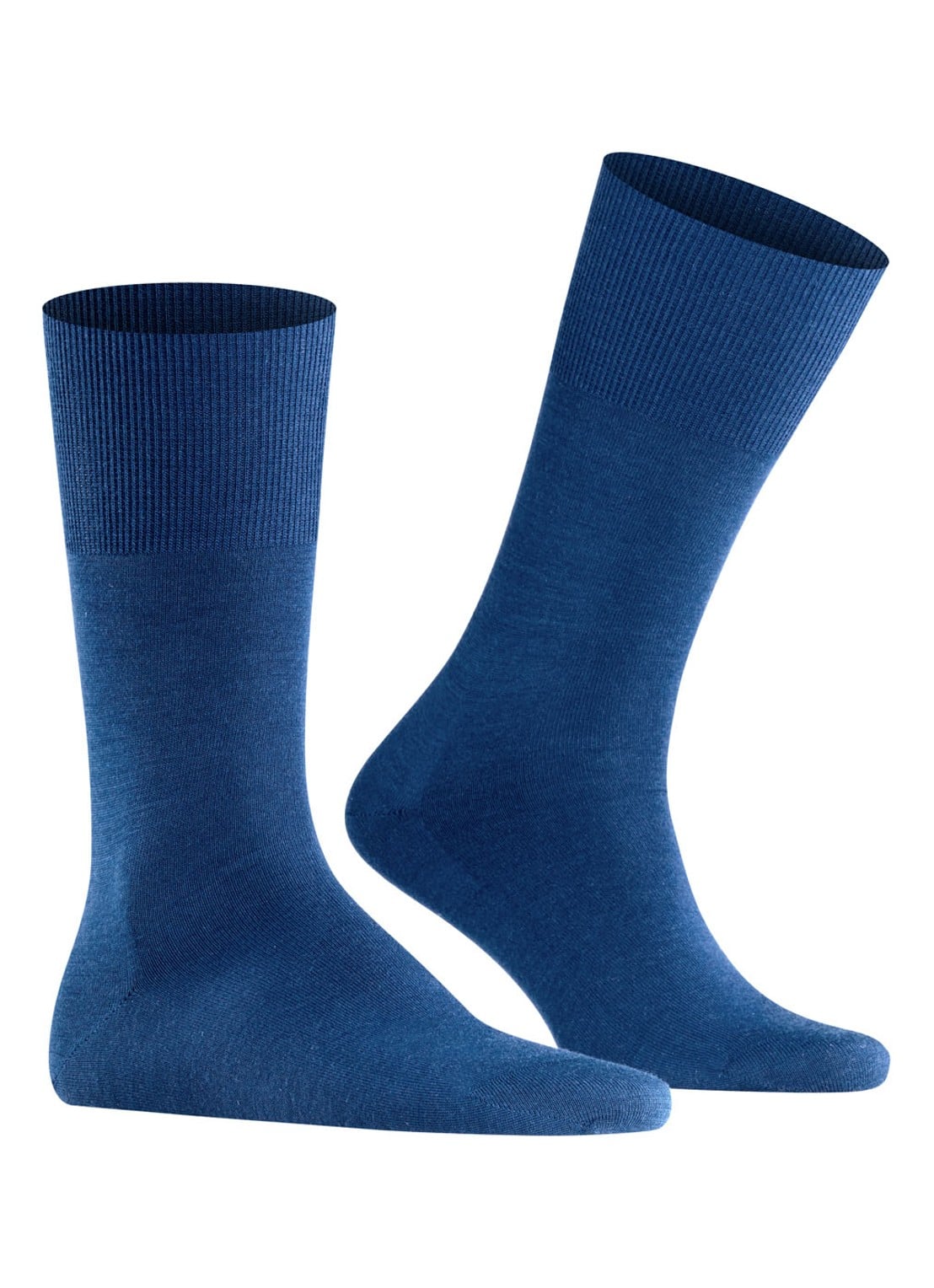 Falke Airport sokken in scheerwolblend - voorkant 2 middenblauw