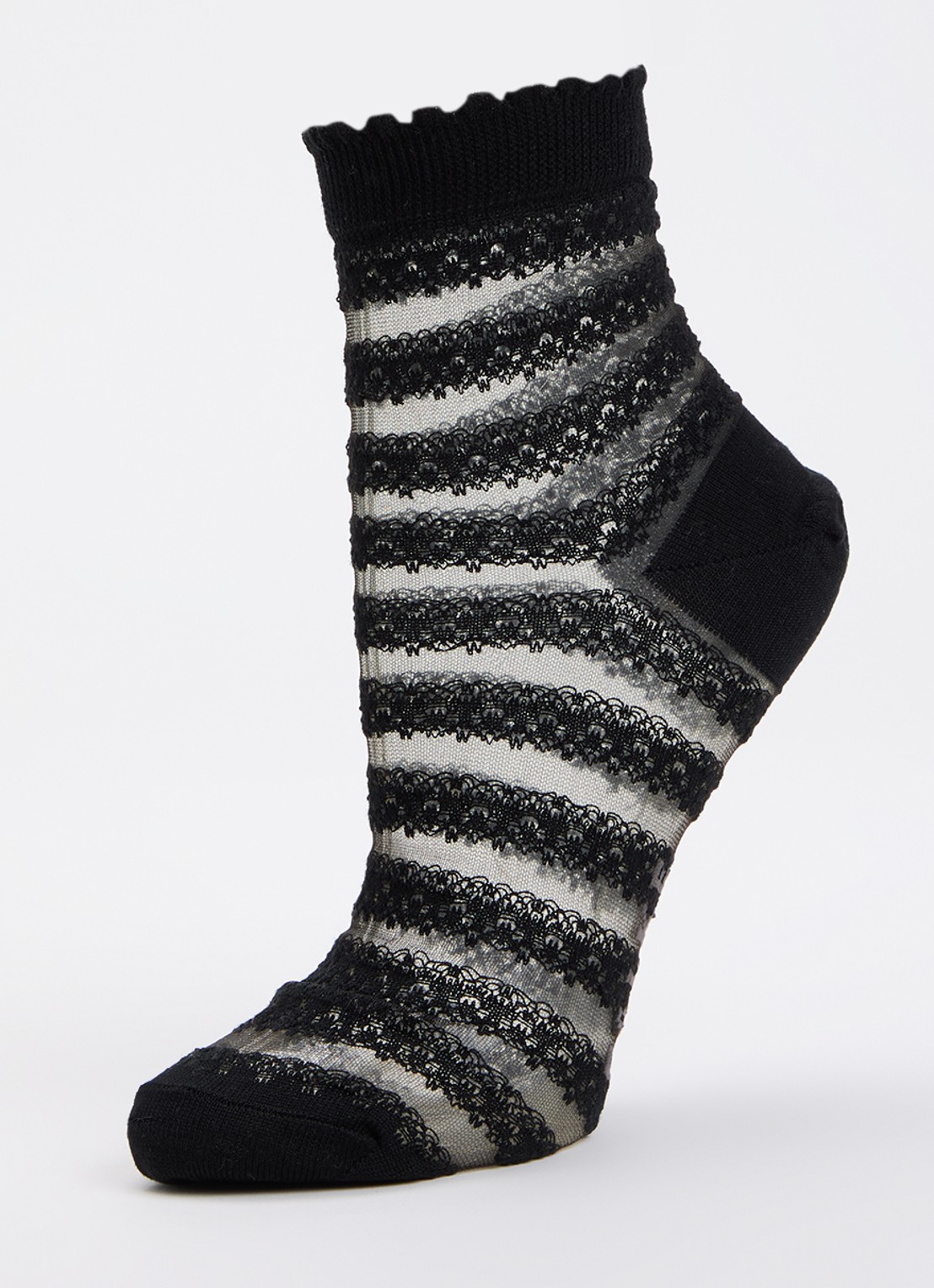 Falke Border Lace sokken in katoenblend - detail zwart