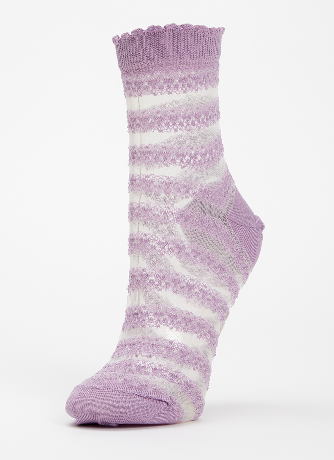 Falke Border Lace sokken in katoenblend - voorkant 2 lila