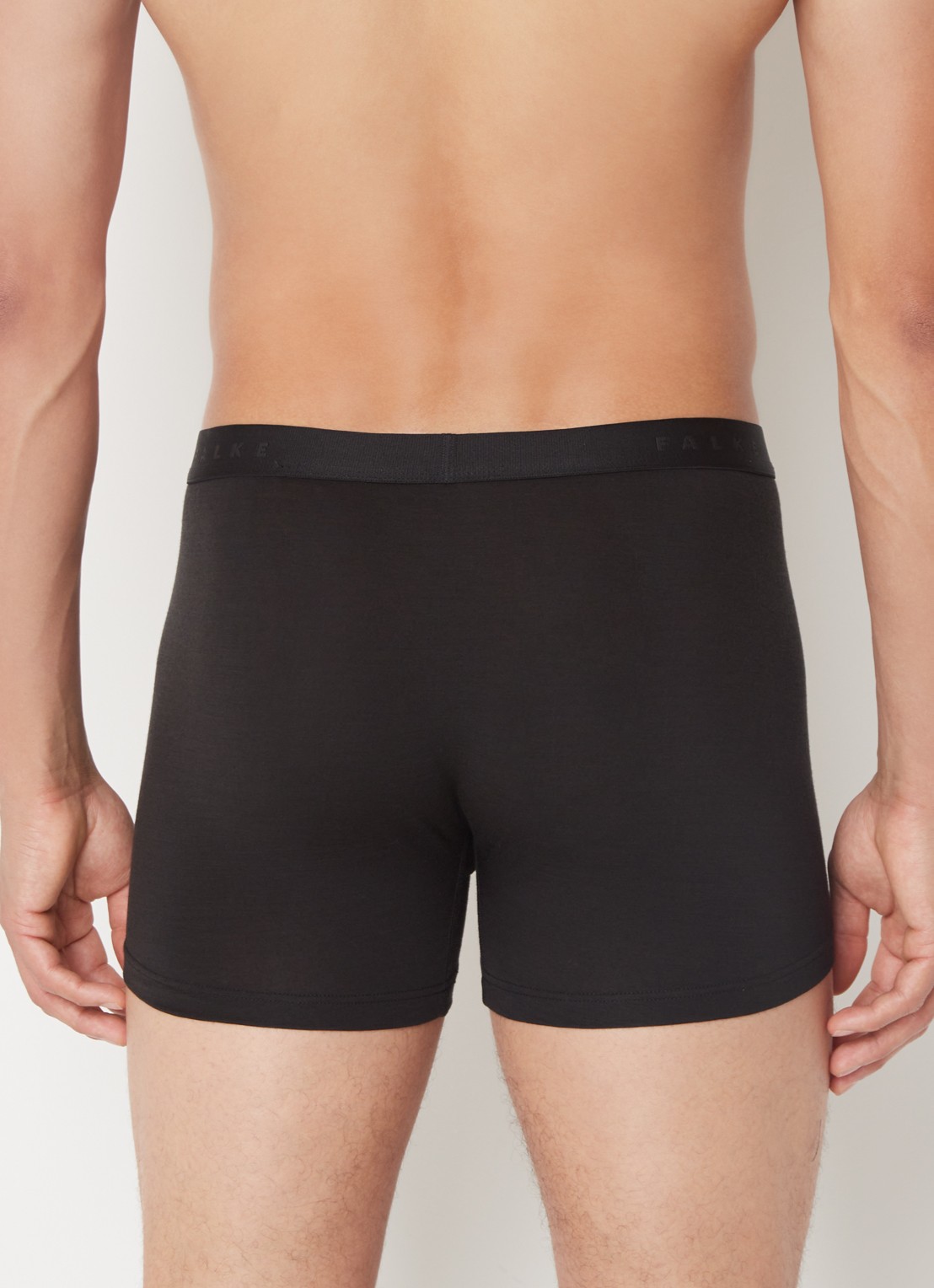 Falke Boxershort in wolblend met logoband - achterkant 4 zwart
