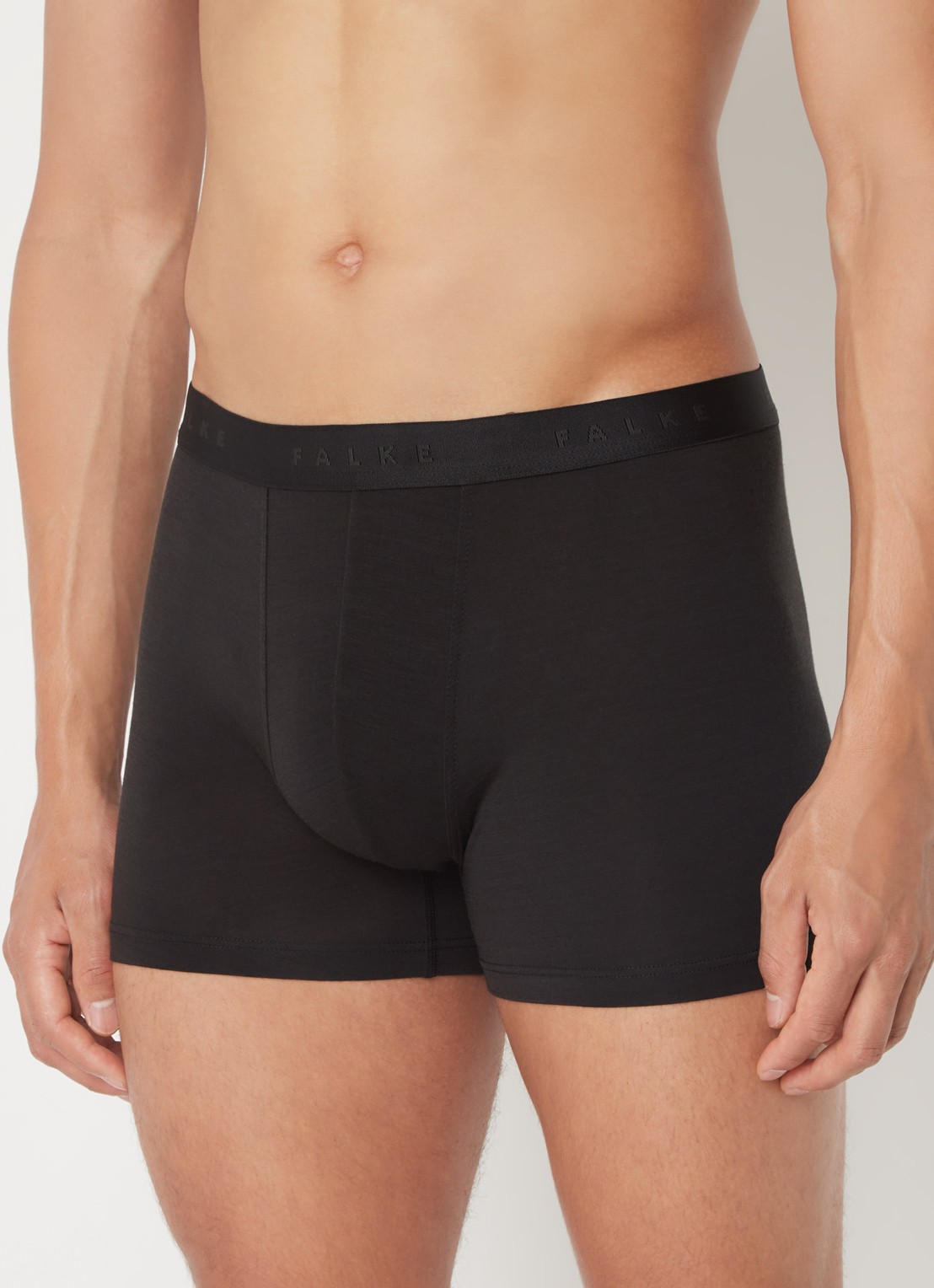 Falke Boxershort in wolblend met logoband - detail zwart