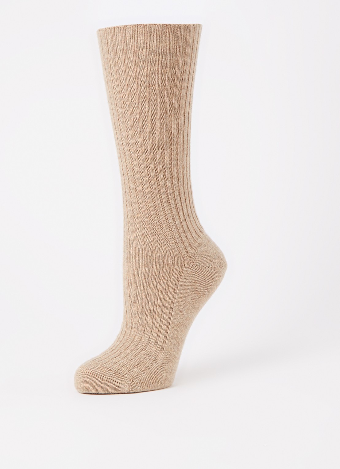 Falke Cosy ribgebreide sokken in kasjmierblend - detail 3 beige