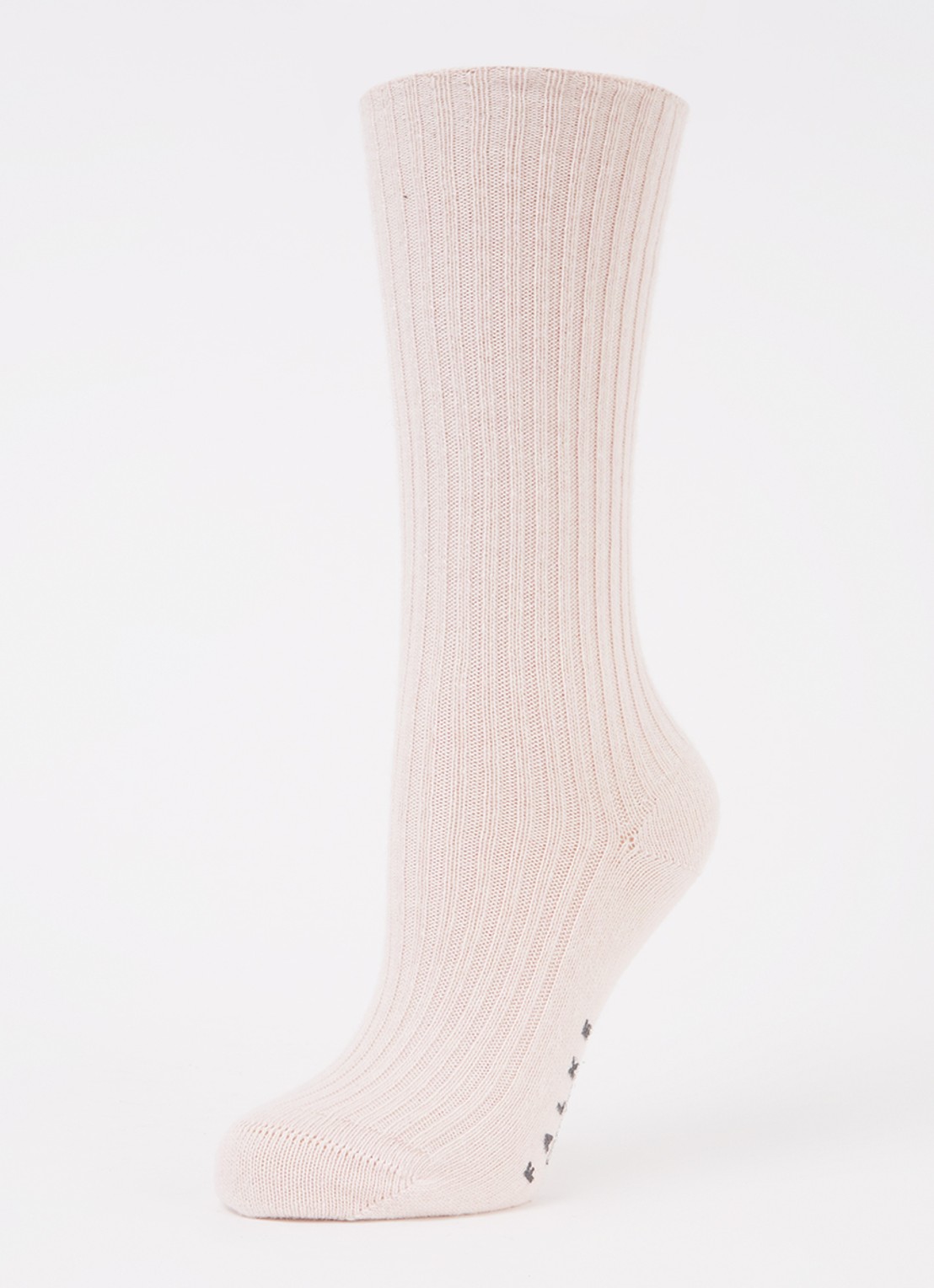 Falke Cosy ribgebreide sokken in kasjmierblend - detail lichtroze