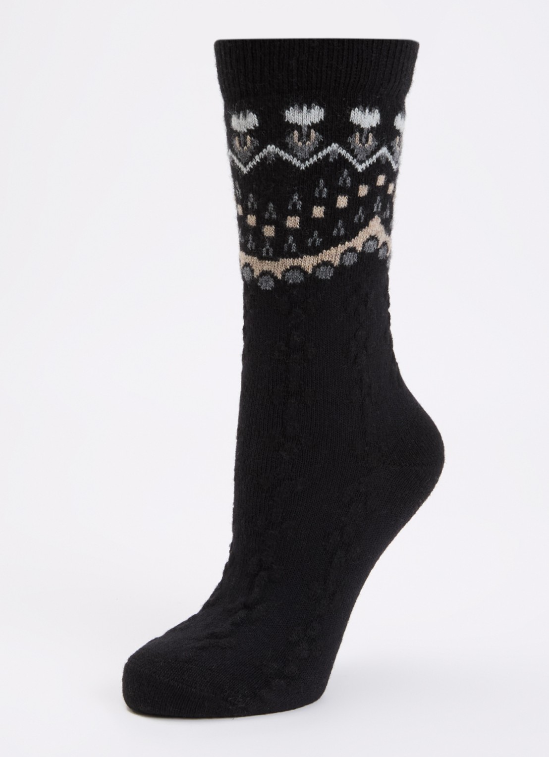 Falke Cosy Wool Special Edition sokken in kasjmierblend - detail zwart