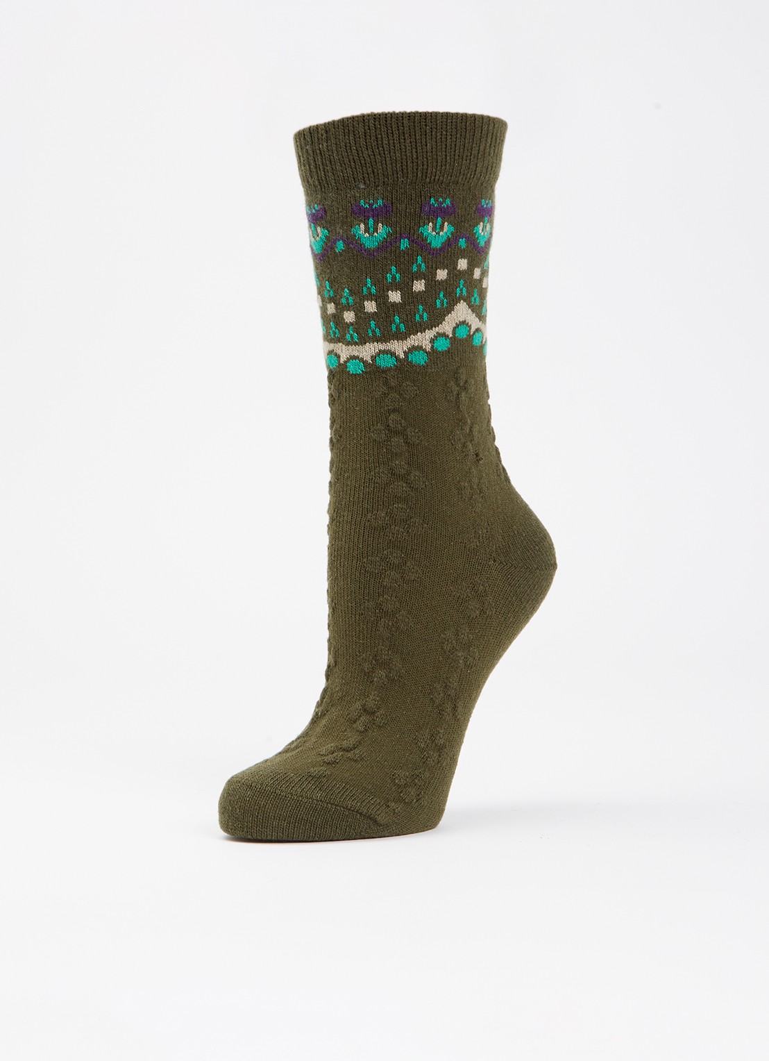 Falke Cosy Wool Special Edition sokken in kasjmierblend - detail mosgroen