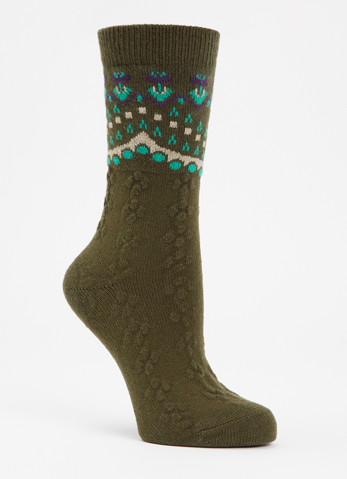 Falke Cosy Wool Special Edition sokken in kasjmierblend - voorkant 2 mosgroen